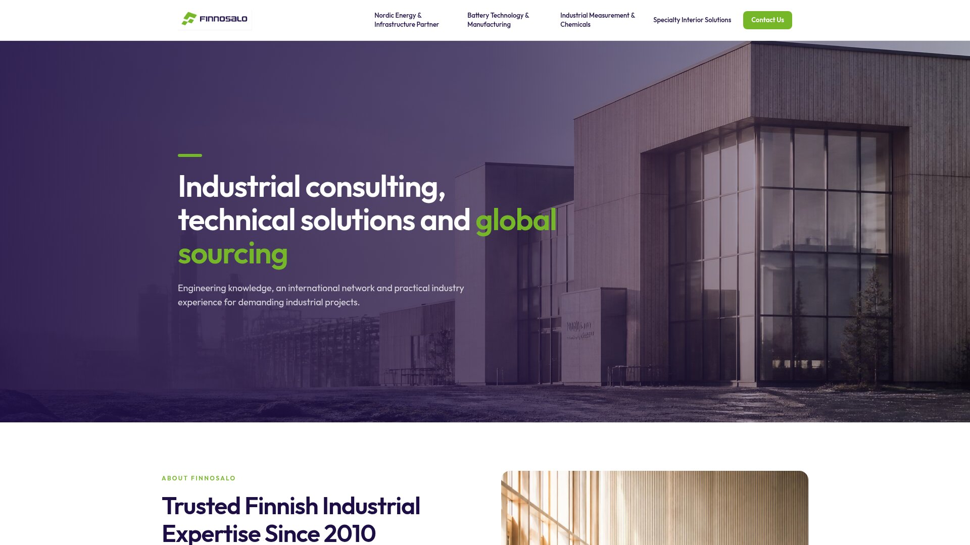 Finnosalo Oy — verkkosivujen työpöytänäkymä